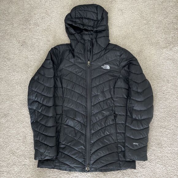 North Face Down Puffer Jacket Womens XS 800 Black Hooded Minimalist Lightweight - Picture 1 of 9